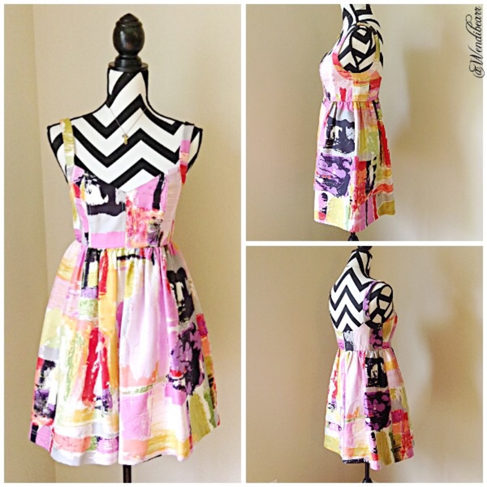 Ali Ro Pomegranate Brushstroke Party Dress